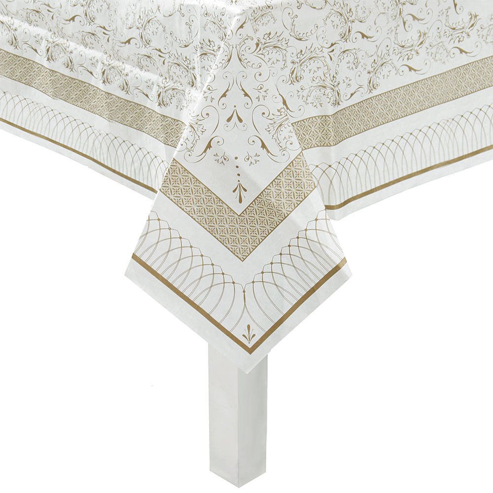 Gold and White Elegant Tablecloth - Stesha Party