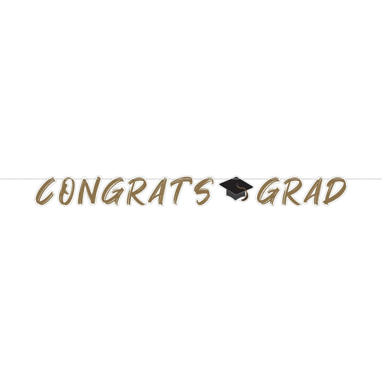 Gold Congrats Grad Banner - Stesha Party