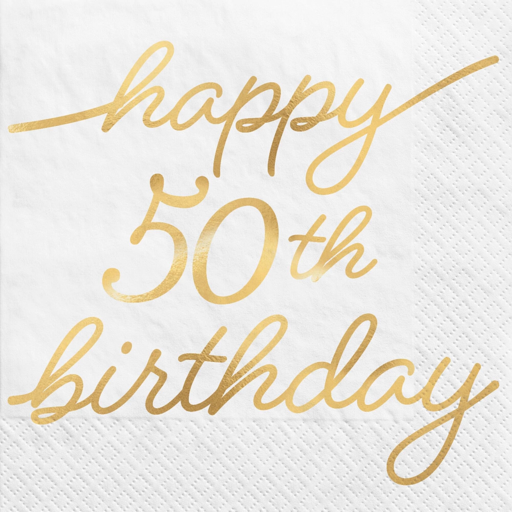 Gold Foil 50th Birthday Napkins - Stesha Party