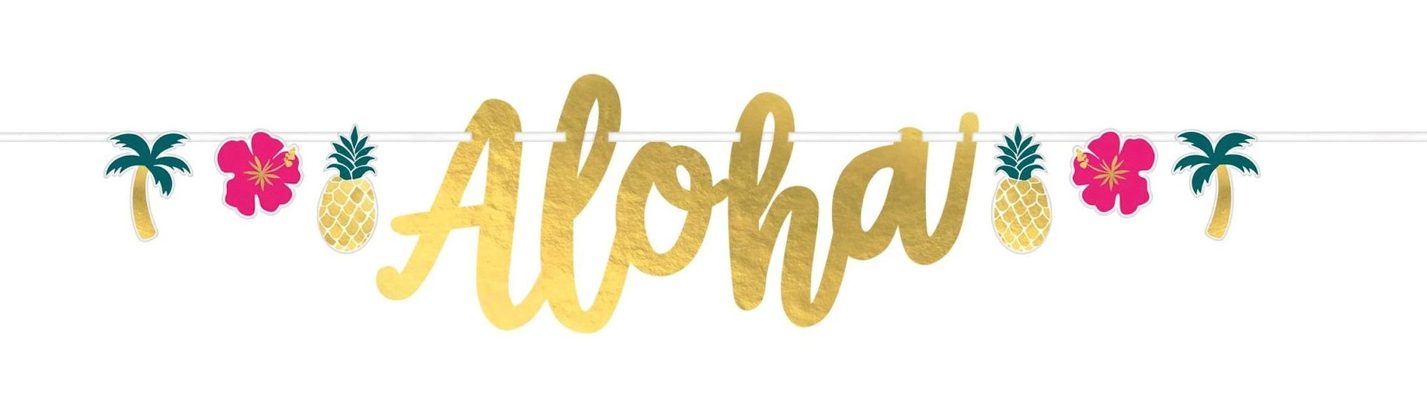 Gold Foil Aloha Party Banner - Stesha Party