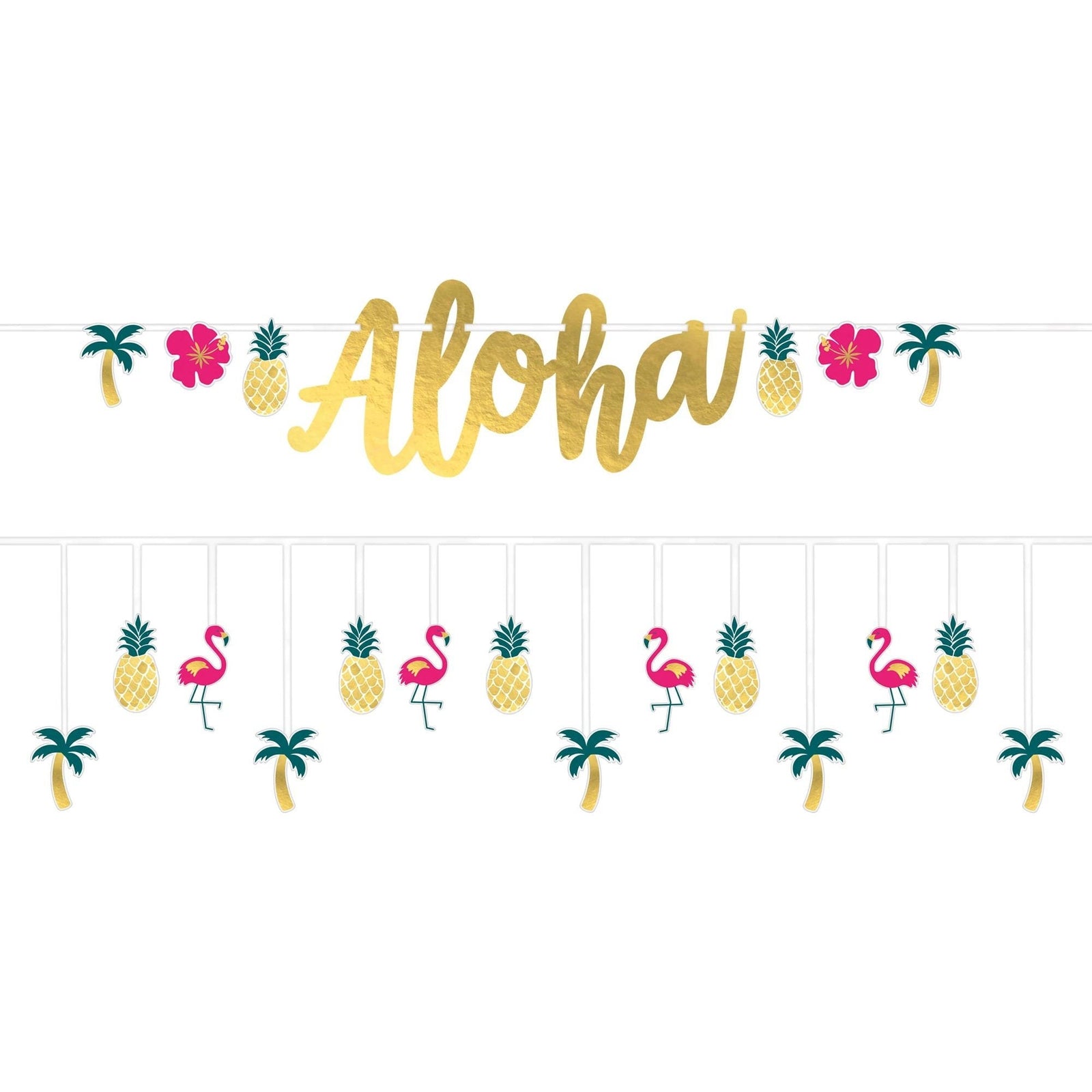 Gold Foil Aloha Party Banner - Stesha Party