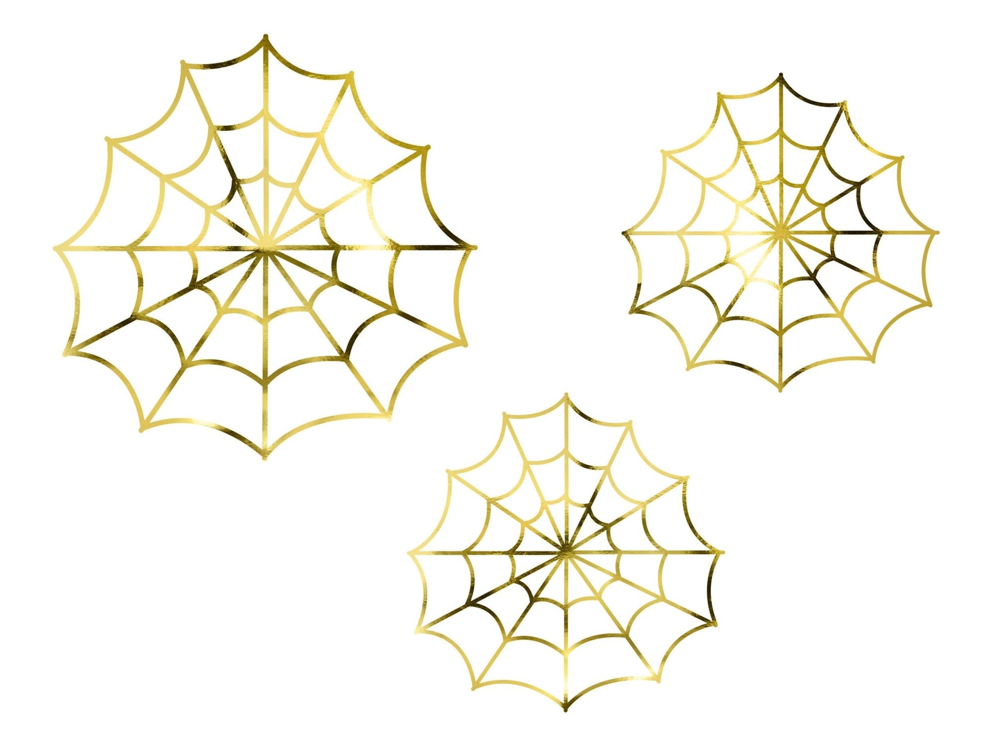 Gold Foil Spider Web Halloween Decorations 3ct - Stesha Party