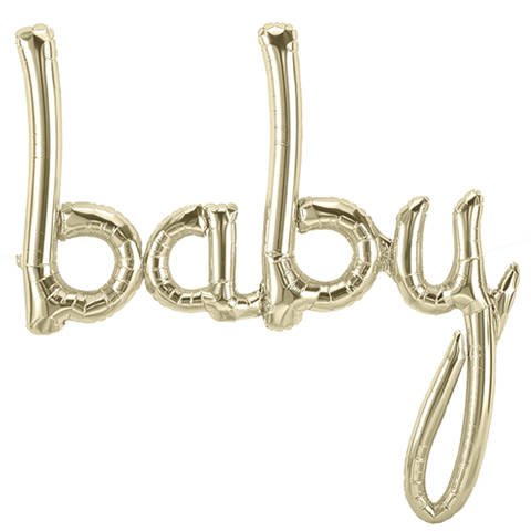 Gold Script &quot;Baby&quot; Balloon - Stesha Party