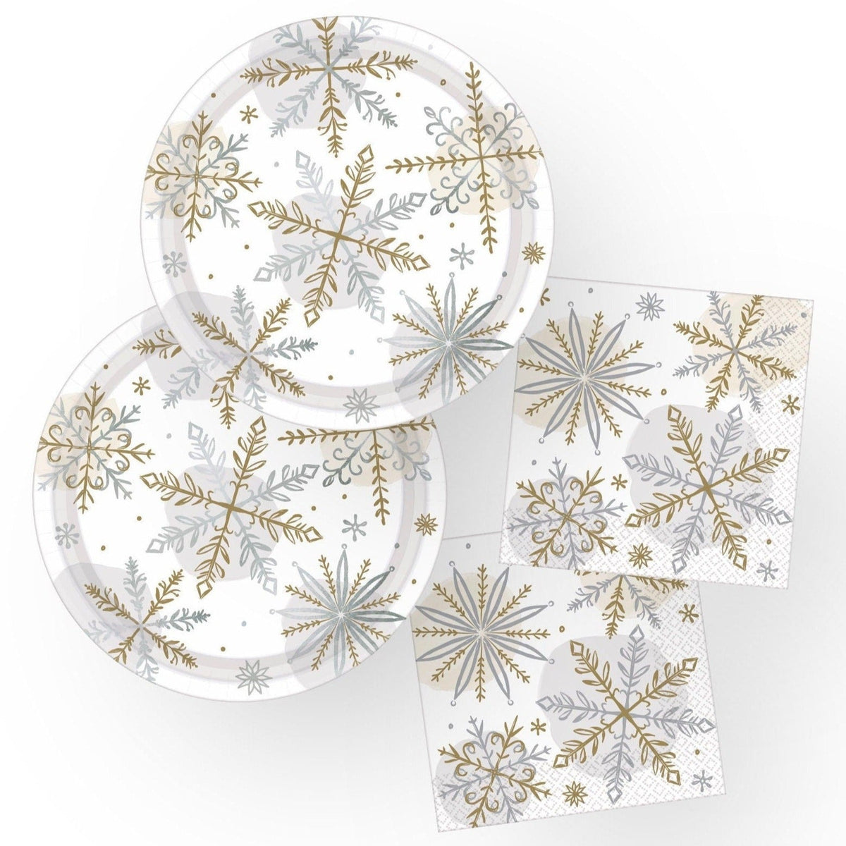 Gold &amp; Silver Snowflake Party Pack - Stesha Party