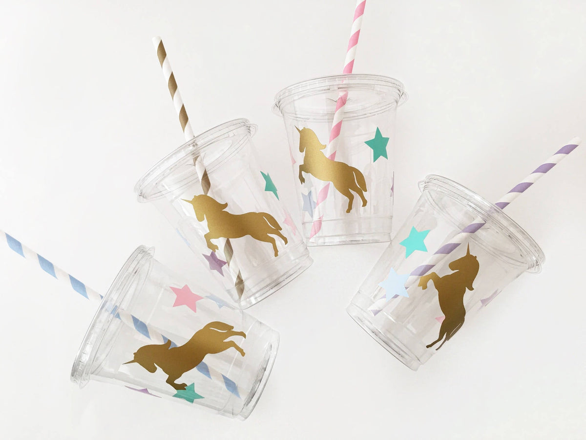 Gold Unicorn Party Cups - Stesha Party