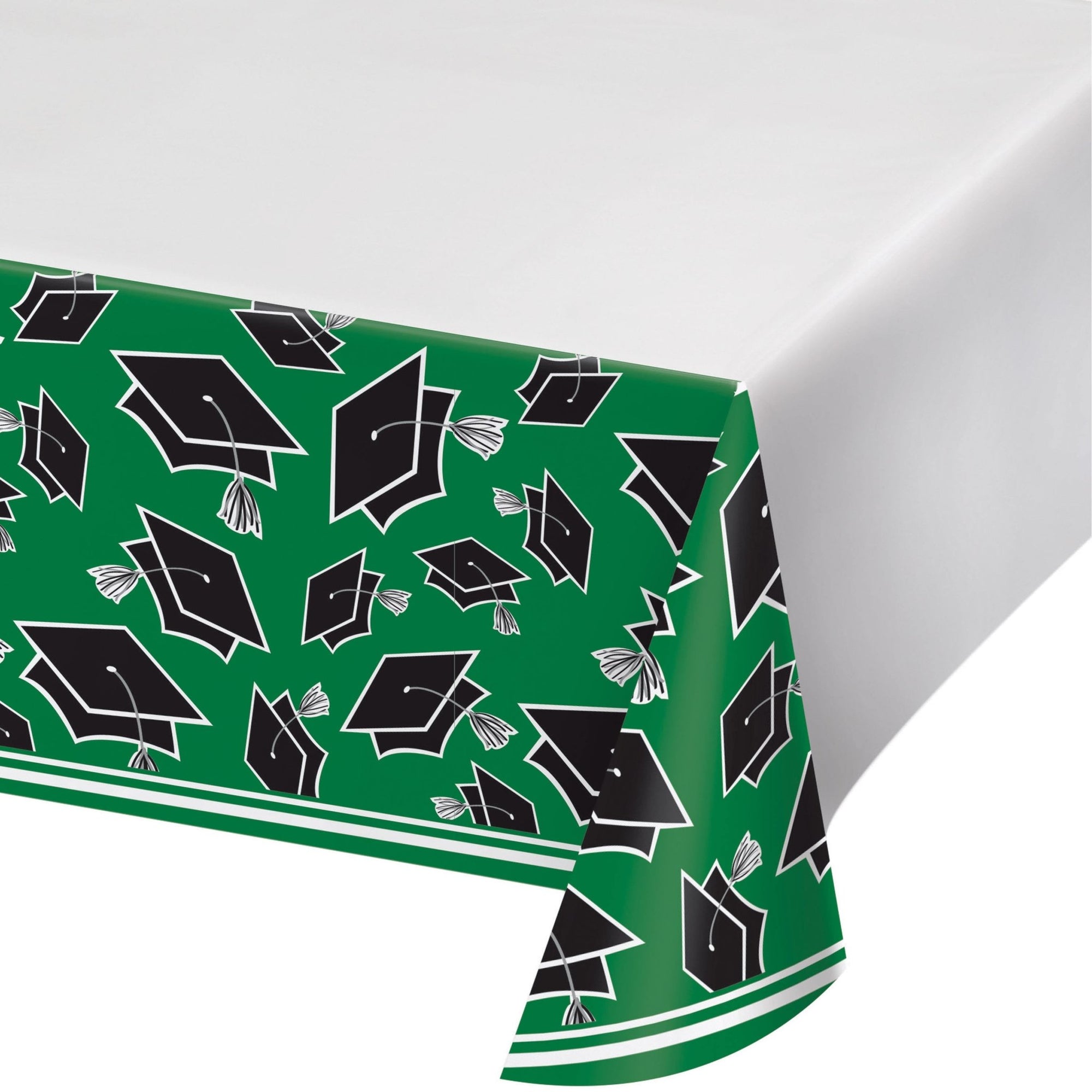 Green and Black Graduation Party Tablecloth - Stesha Party