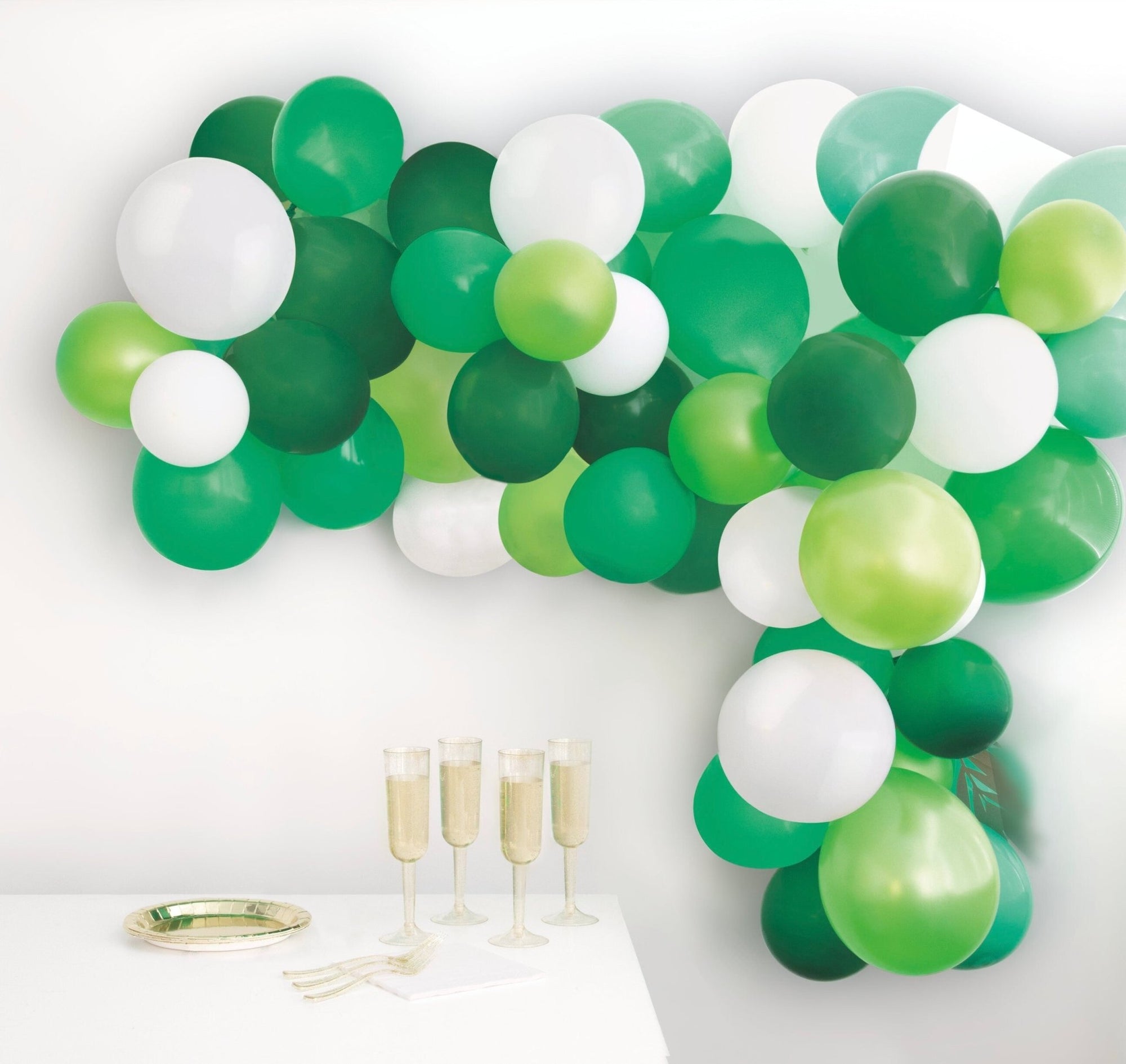 Green and White Balloon Arch - Stesha Party