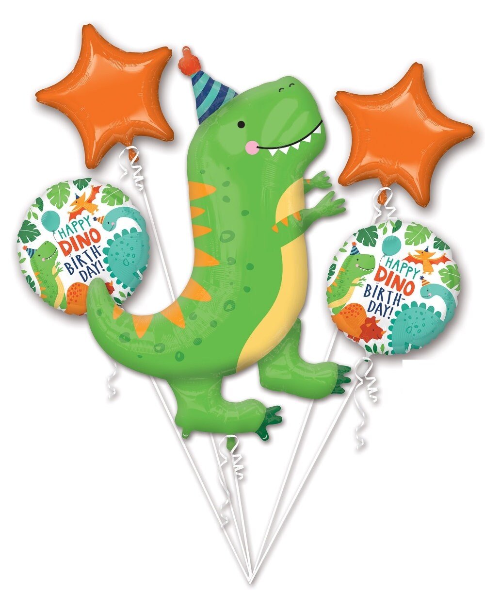 Green Dinosaur Birthday Balloon Bouquet - Stesha Party