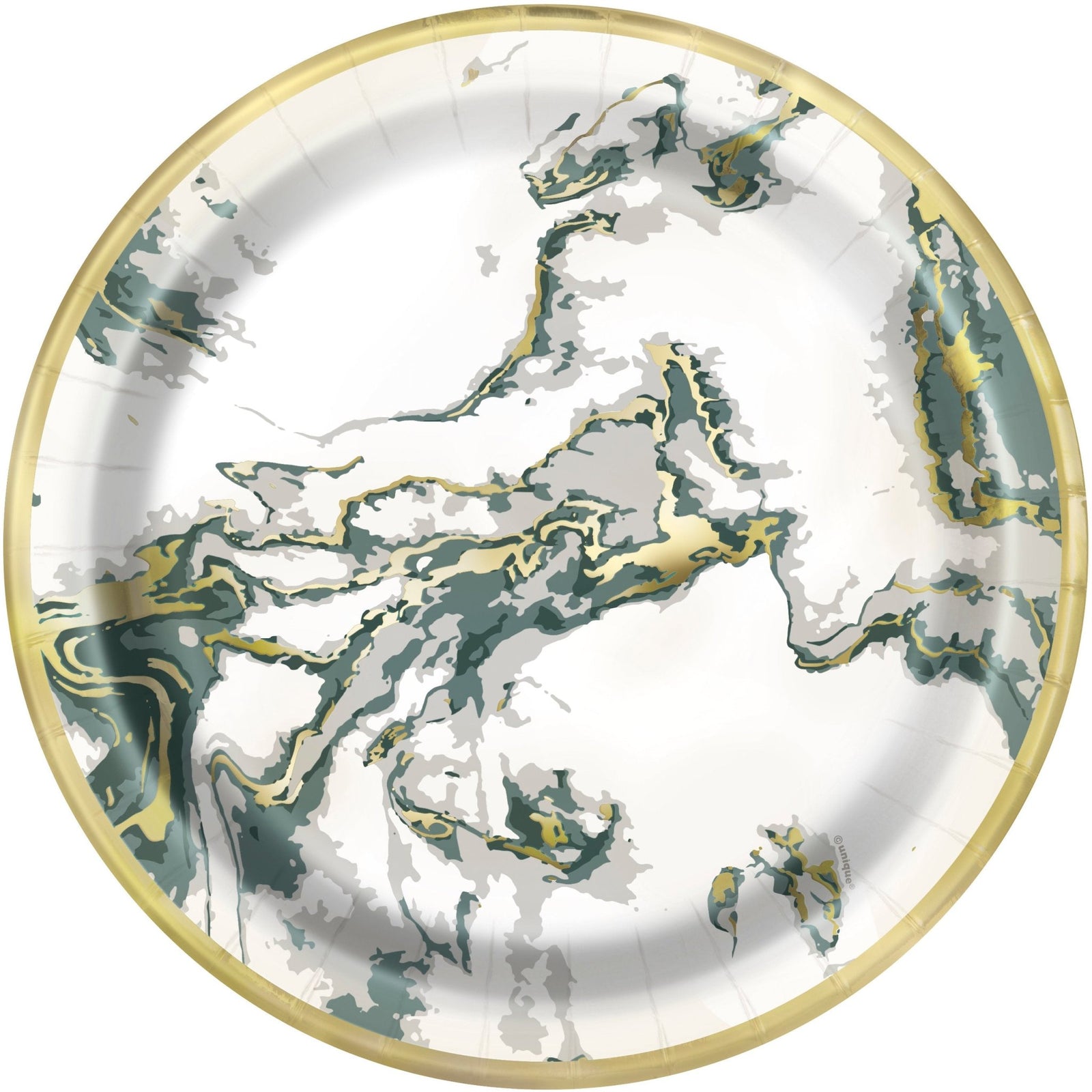 Green & Gold Marble Paper Plates 10ct - Stesha Party