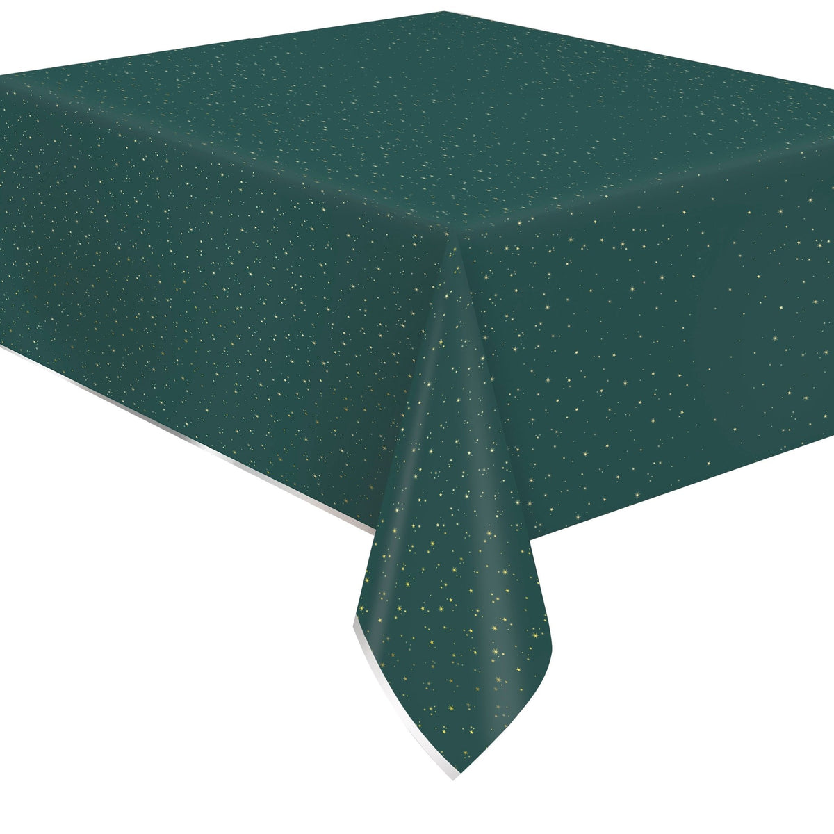 Green &amp; Gold Stars Disposable Foil Party Tablecloth - Stesha Party