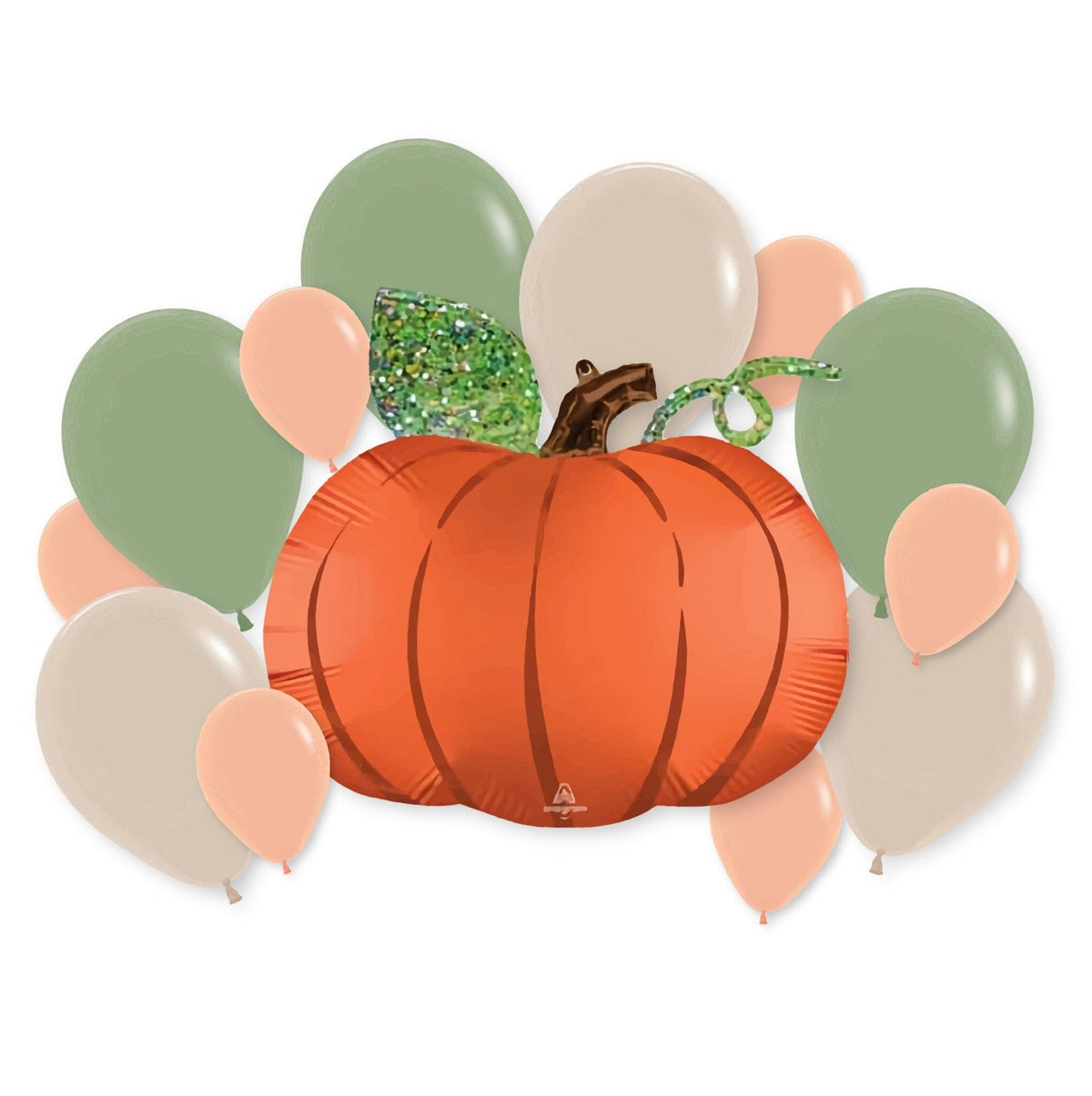 Green &amp; Orange Pumpkin Balloon Bouquet - Stesha Party