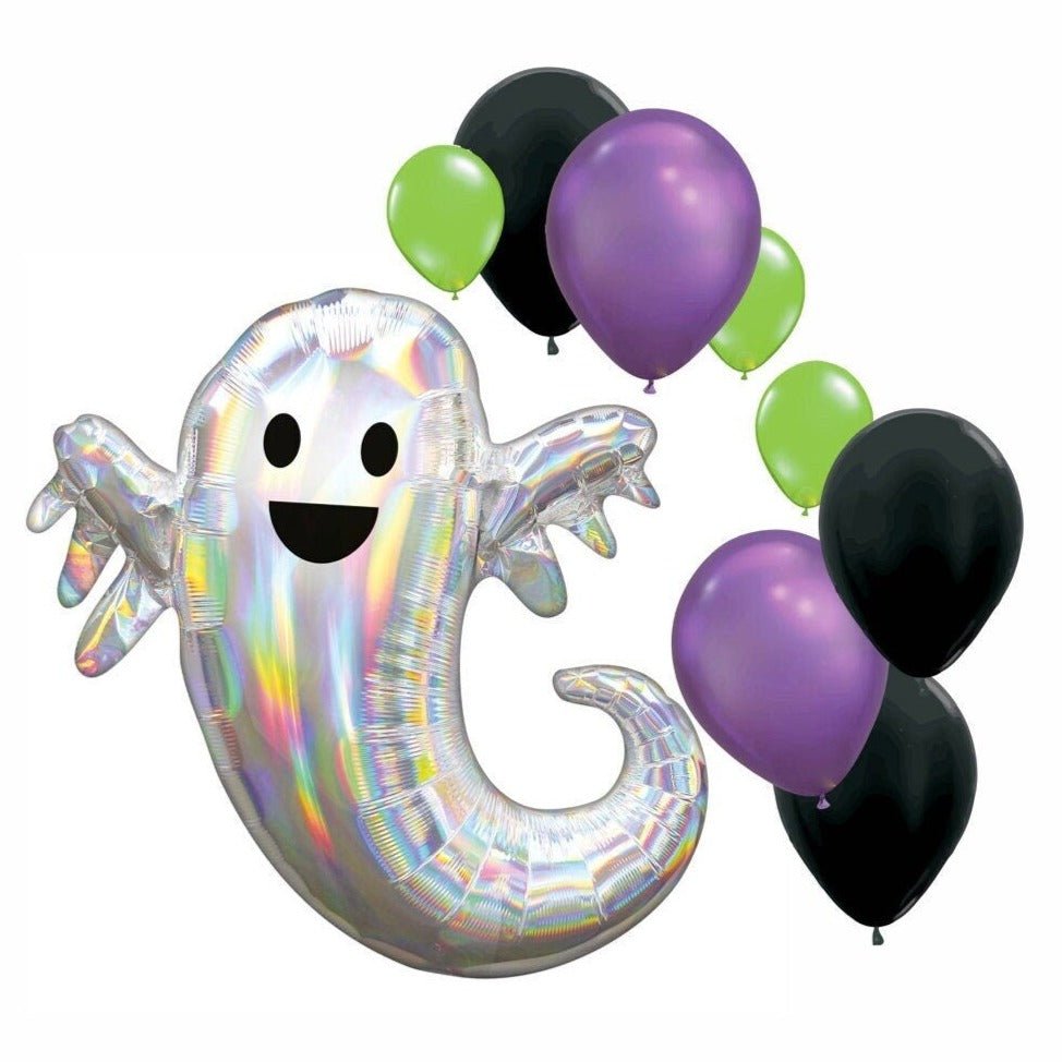 Green &amp; Purple Ghost Balloon Bouquet - Stesha Party