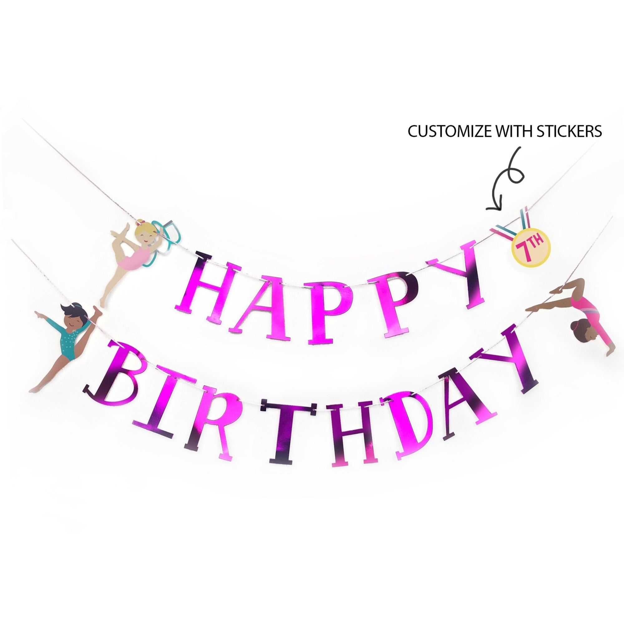 Gymnastics Party Birthday Banner - Stesha Party