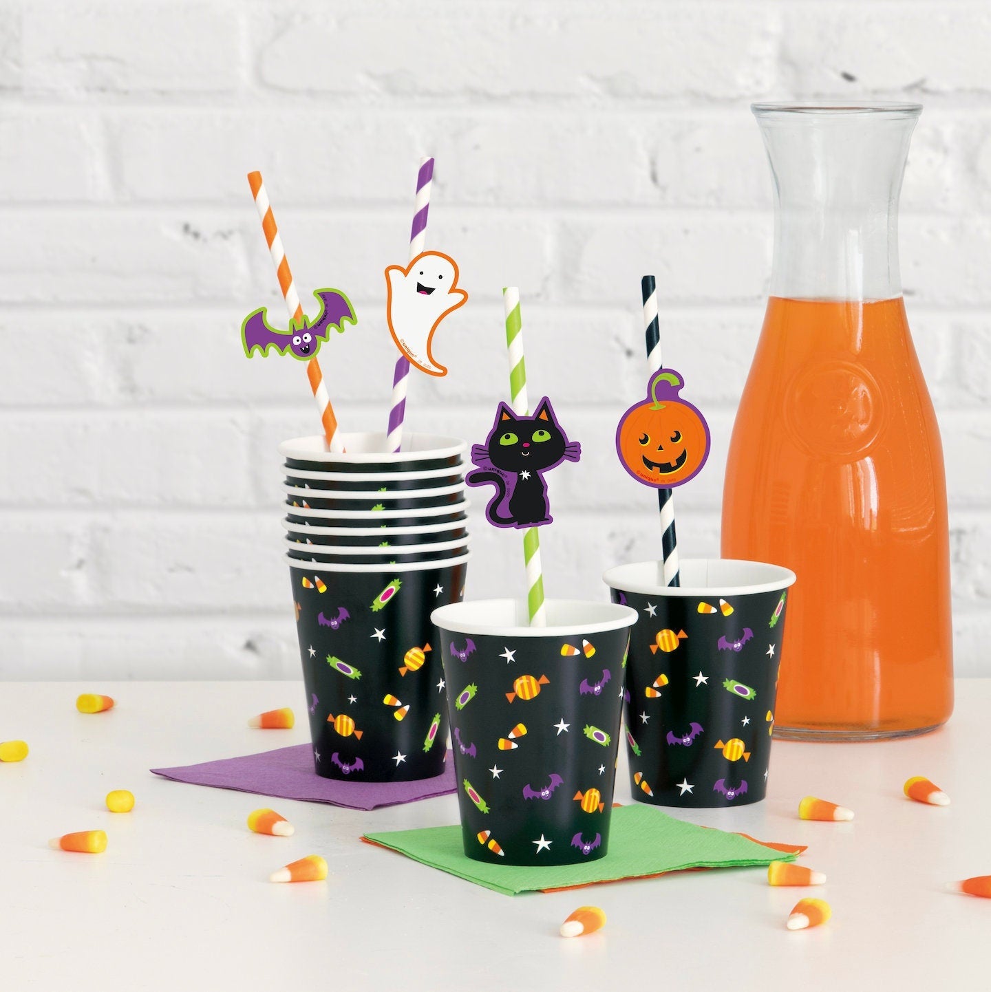 Halloween Party Straws with Toppers - Stesha Party