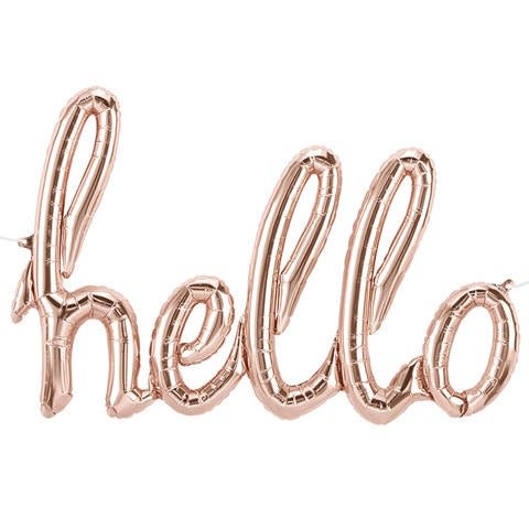 &quot;Hello&quot; Rose Gold Balloon - Stesha Party