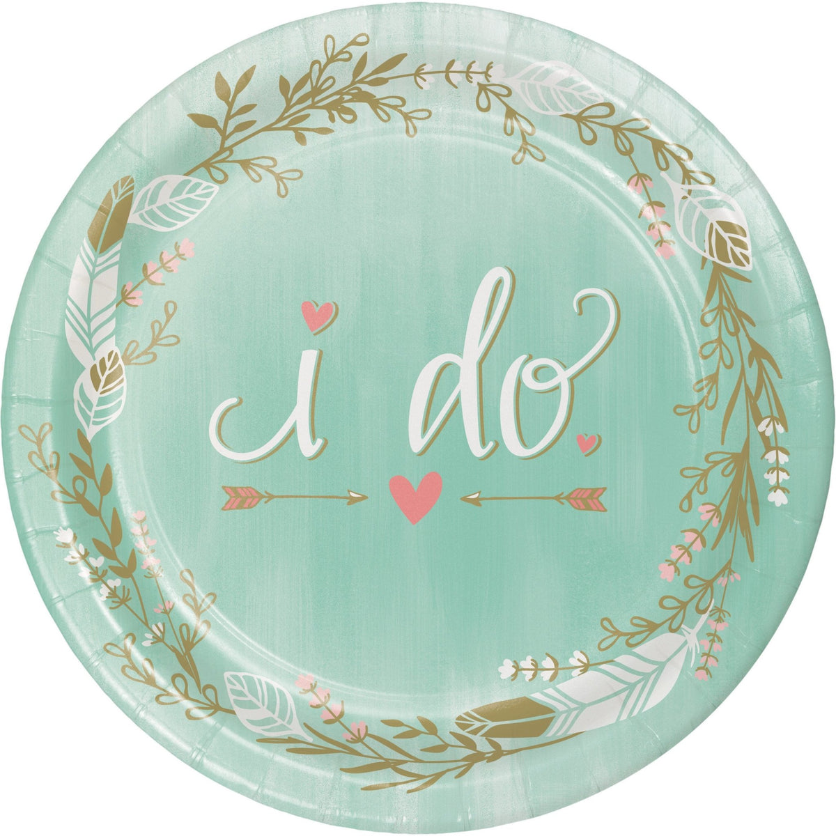 I Do Mint &amp; Gold Bridal Plates - Stesha Party