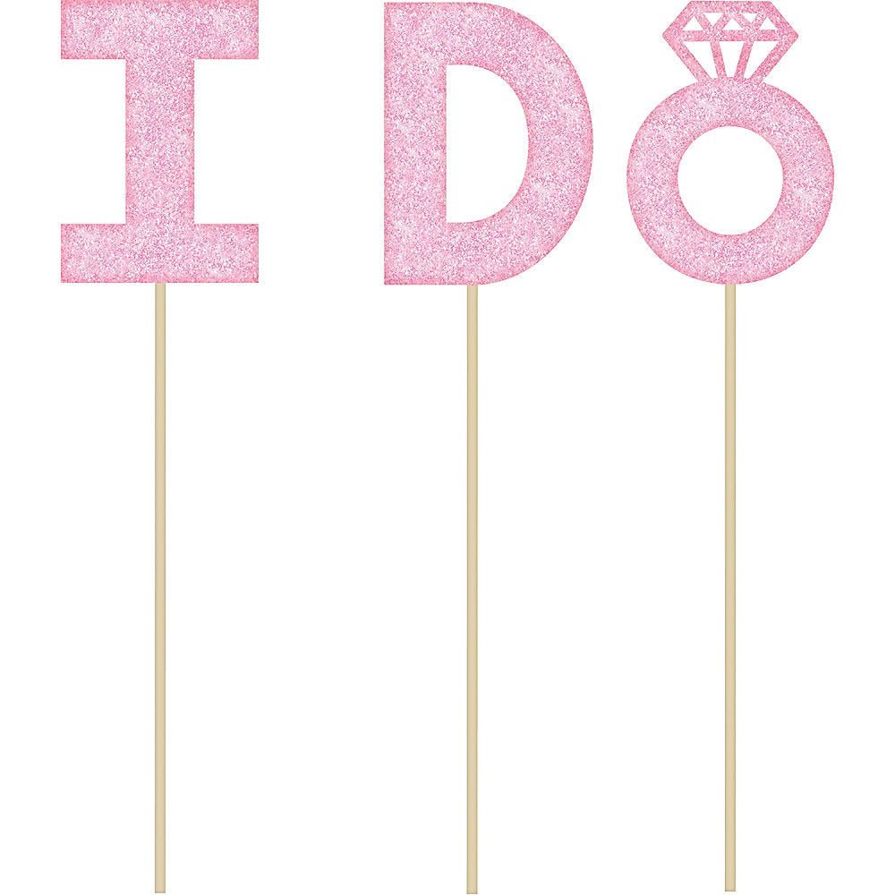 I Do Pink Glitter Cake Topper - Stesha Party