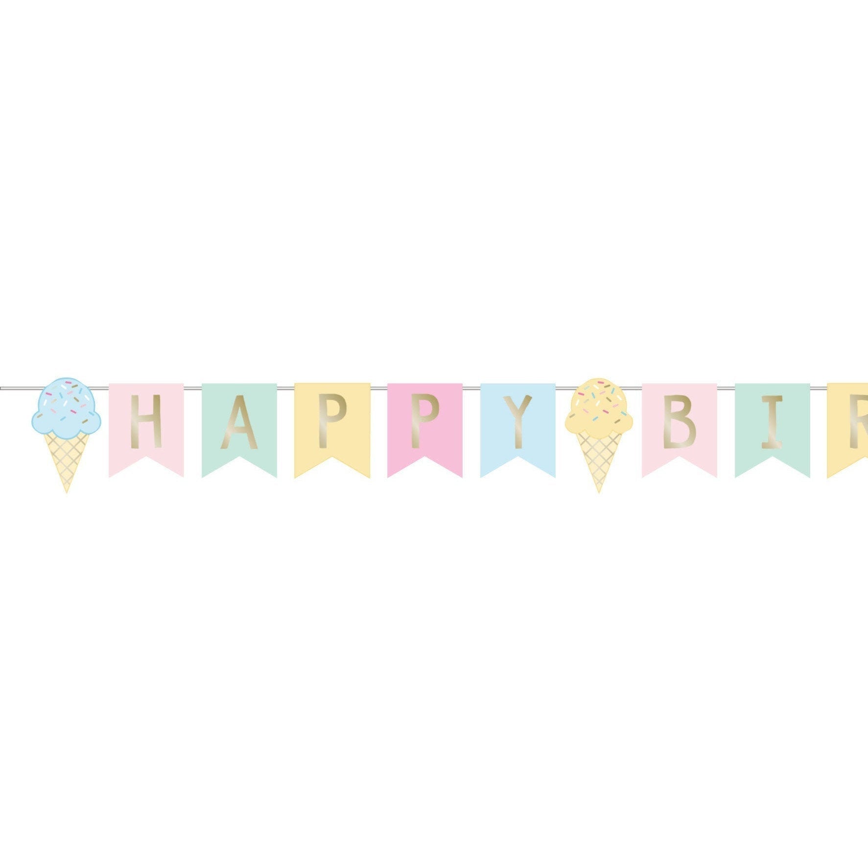 Ice Cream Party "Happy Birthday" Banner - Stesha Party