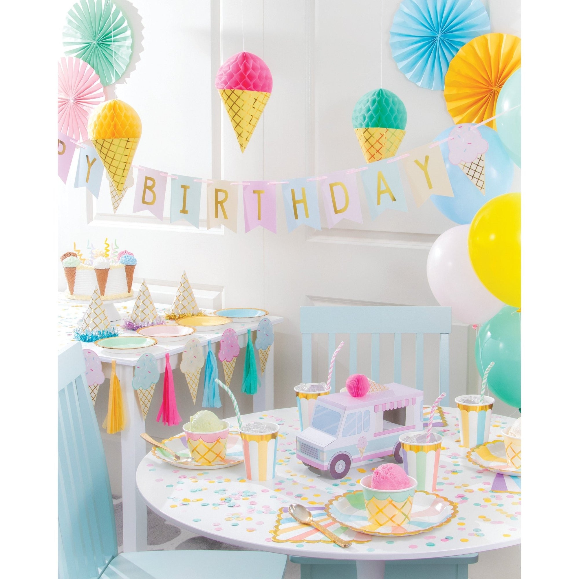 Ice Cream Party "Happy Birthday" Banner - Stesha Party