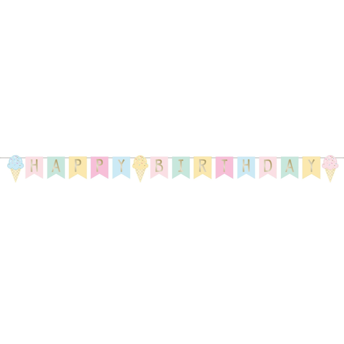 Ice Cream Party &quot;Happy Birthday&quot; Banner - Stesha Party