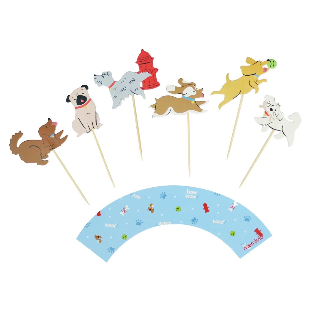 Puppy Cupcake Kit - Cupcake Toppers, Cupcake Wrappers, Dog Birthday Decorations, Puppy Party Supplies, Puppy Birthday Decoration, Cake Decor