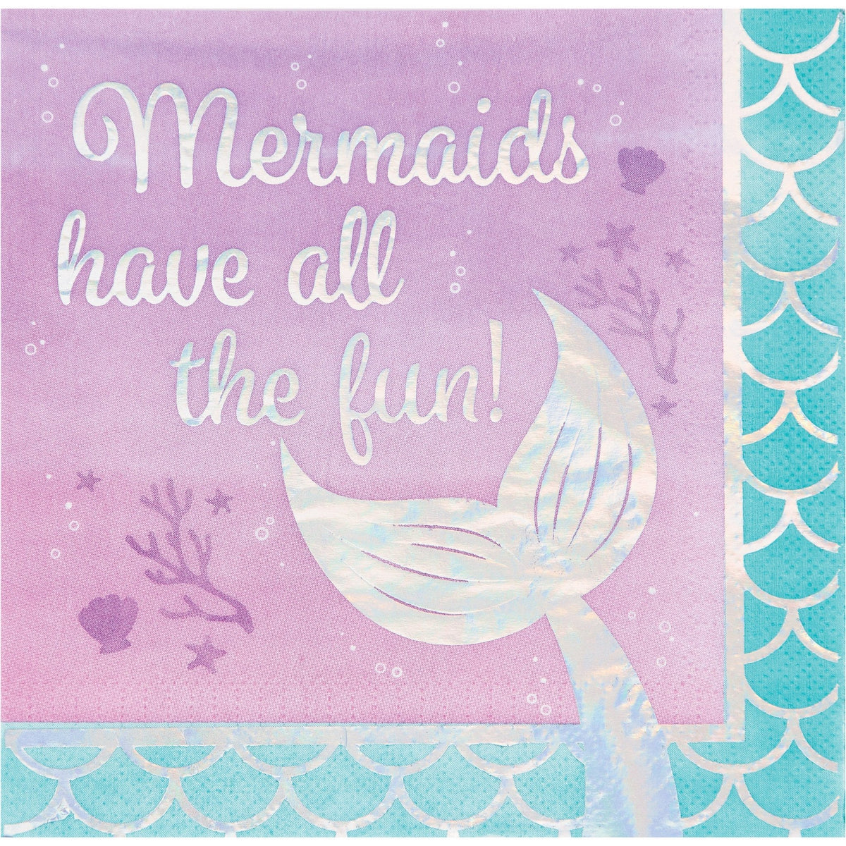 Iridescent Mermaid Themed Party Napkins - Stesha Party