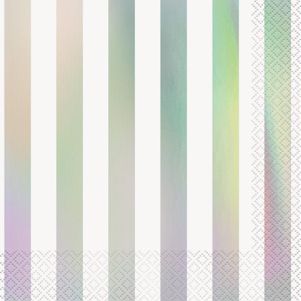 Iridescent Metallic Striped Party Napkins - Stesha Party