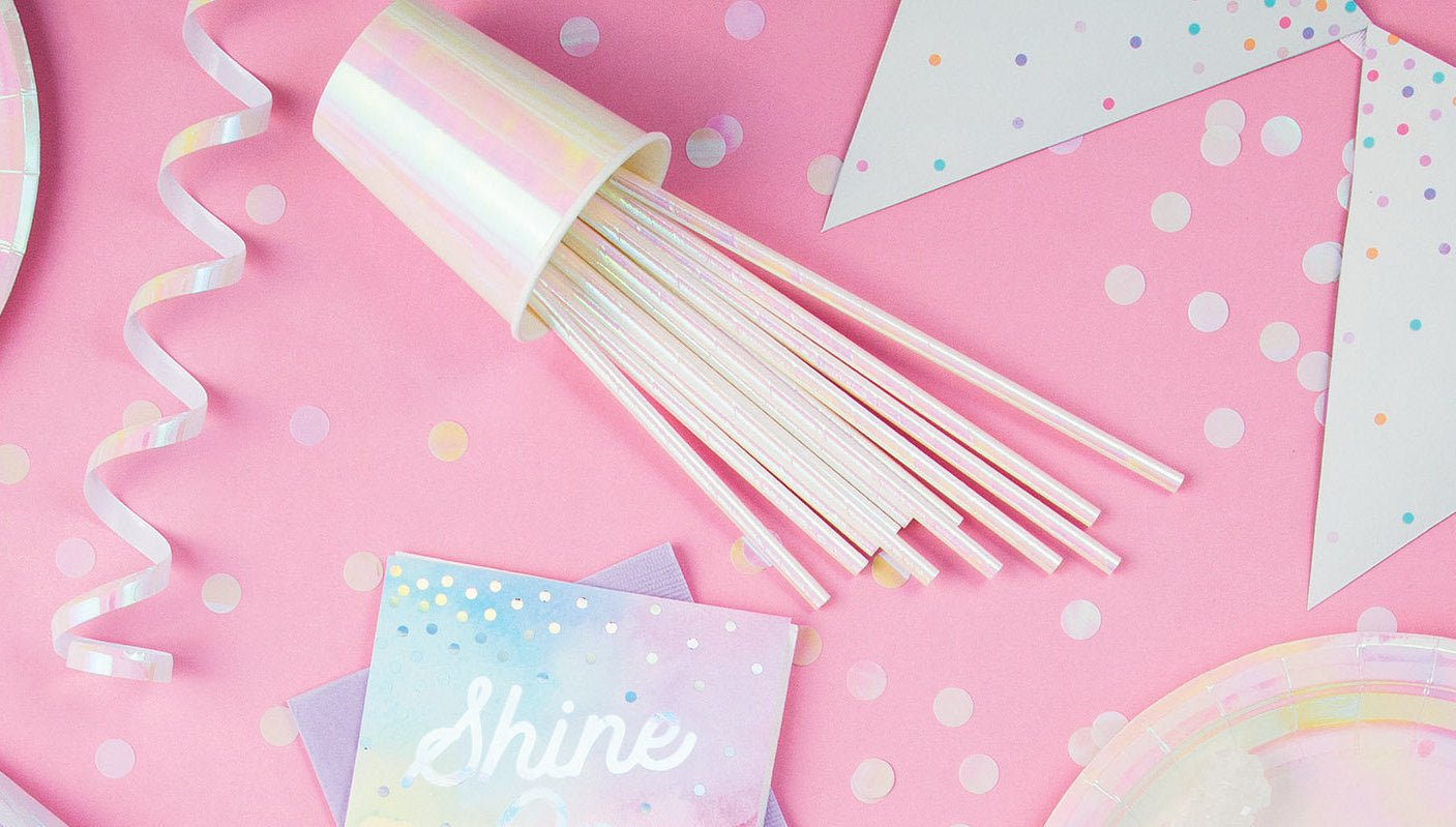 Iridescent Paper Party Straws - Stesha Party