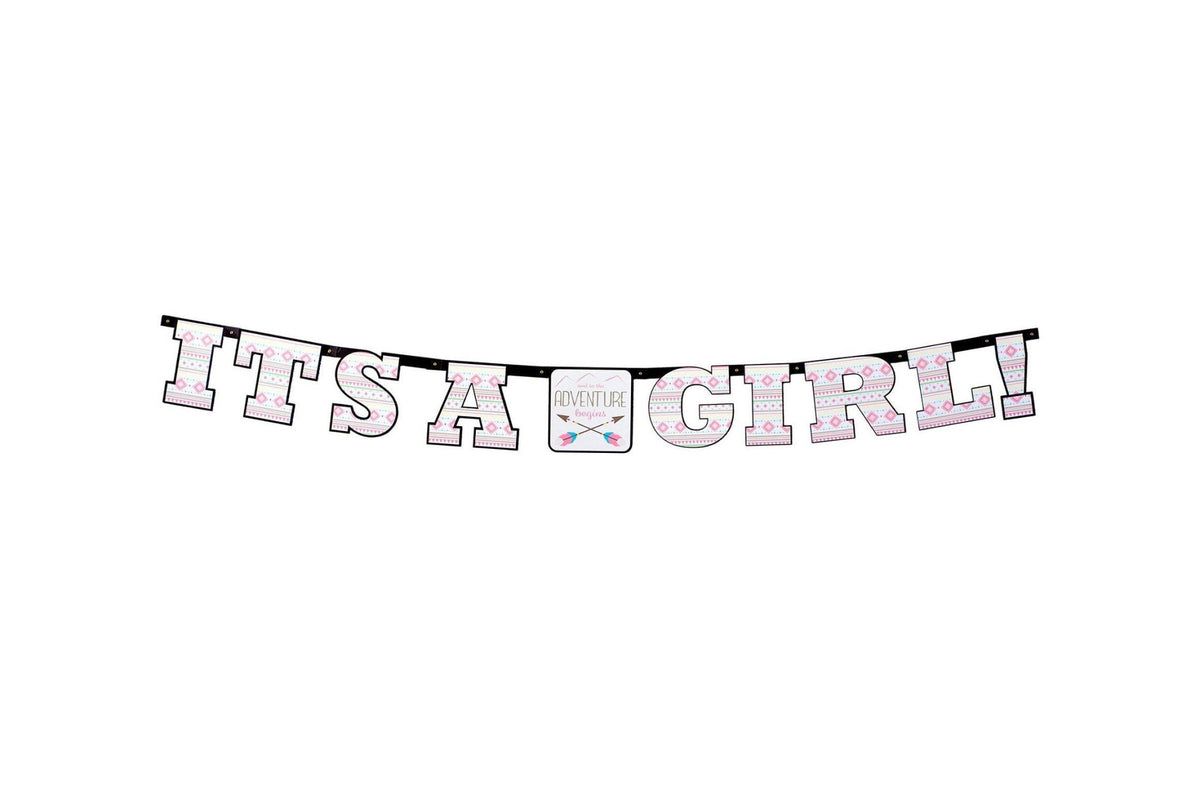 &quot;It&#39;s a Girl Adventure Begins&quot; Baby Banner - Stesha Party