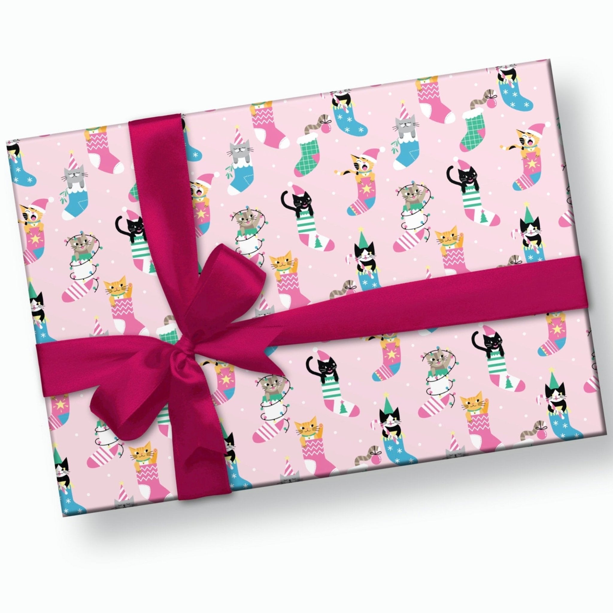  Cute Cat Face Christmas Thick Wrapping Paper, Animal Pet Theme  Holiday Gift Wrap, Kitty Party Decor (One 20 inch x 30 inch sheet) : Health  & Household