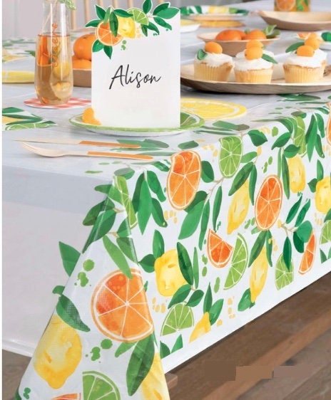 Lemon, Lime & Orange Citrus Party Tablecloth - Stesha Party