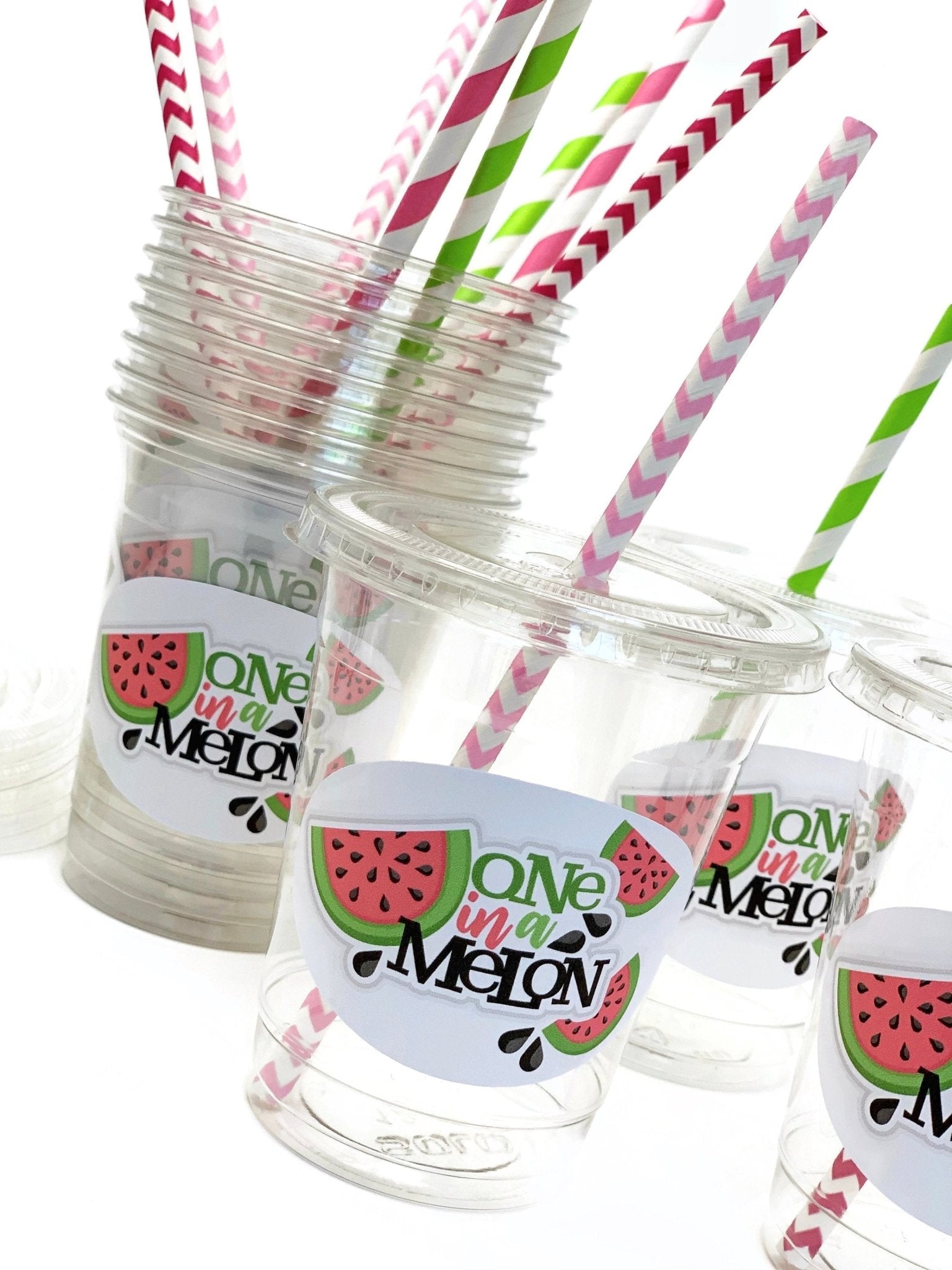 Lidded Clear "One in a Melon" Party Cup Set - Stesha Party