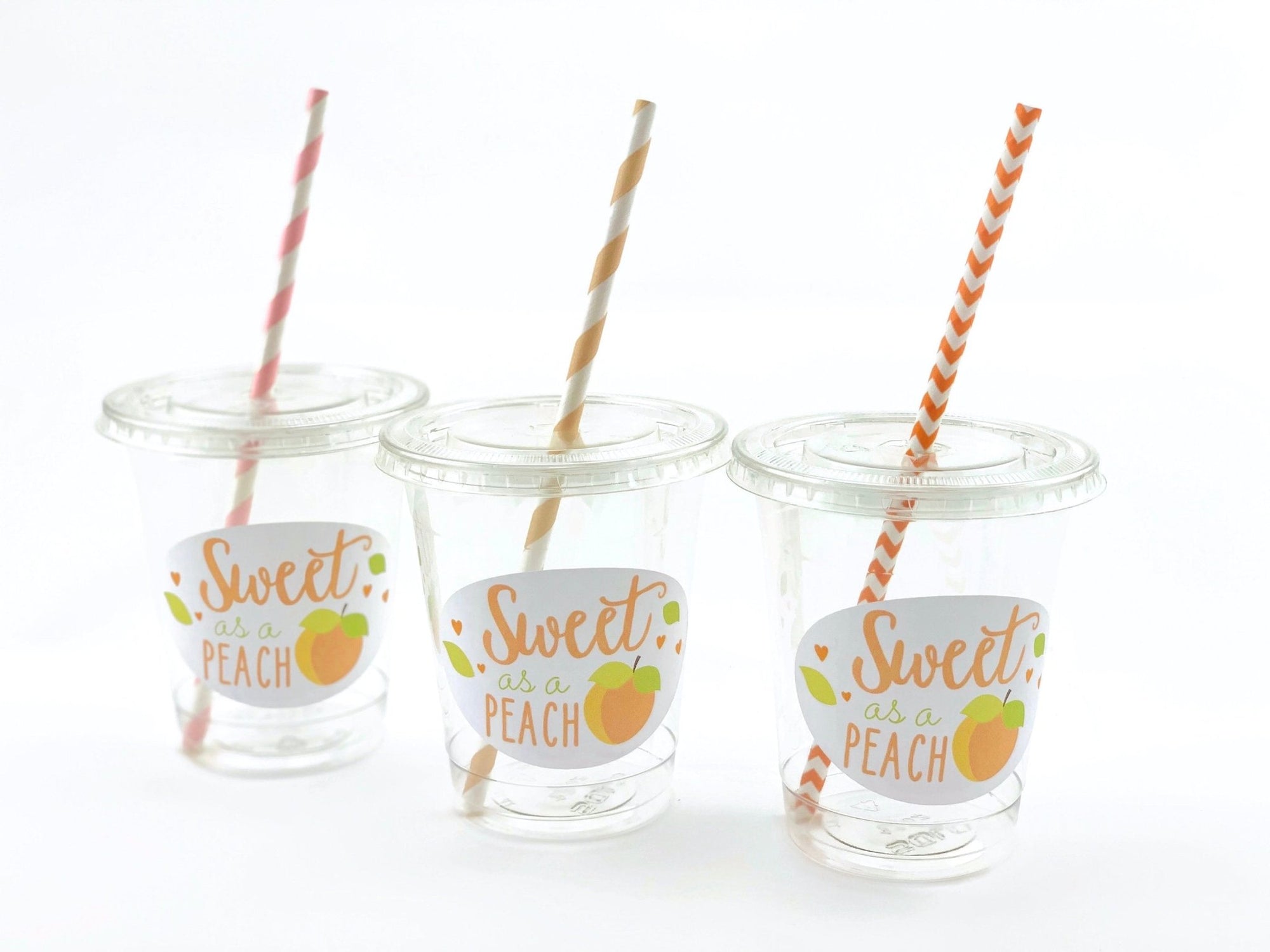 Lidded Clear Peach Party Cups - Stesha Party