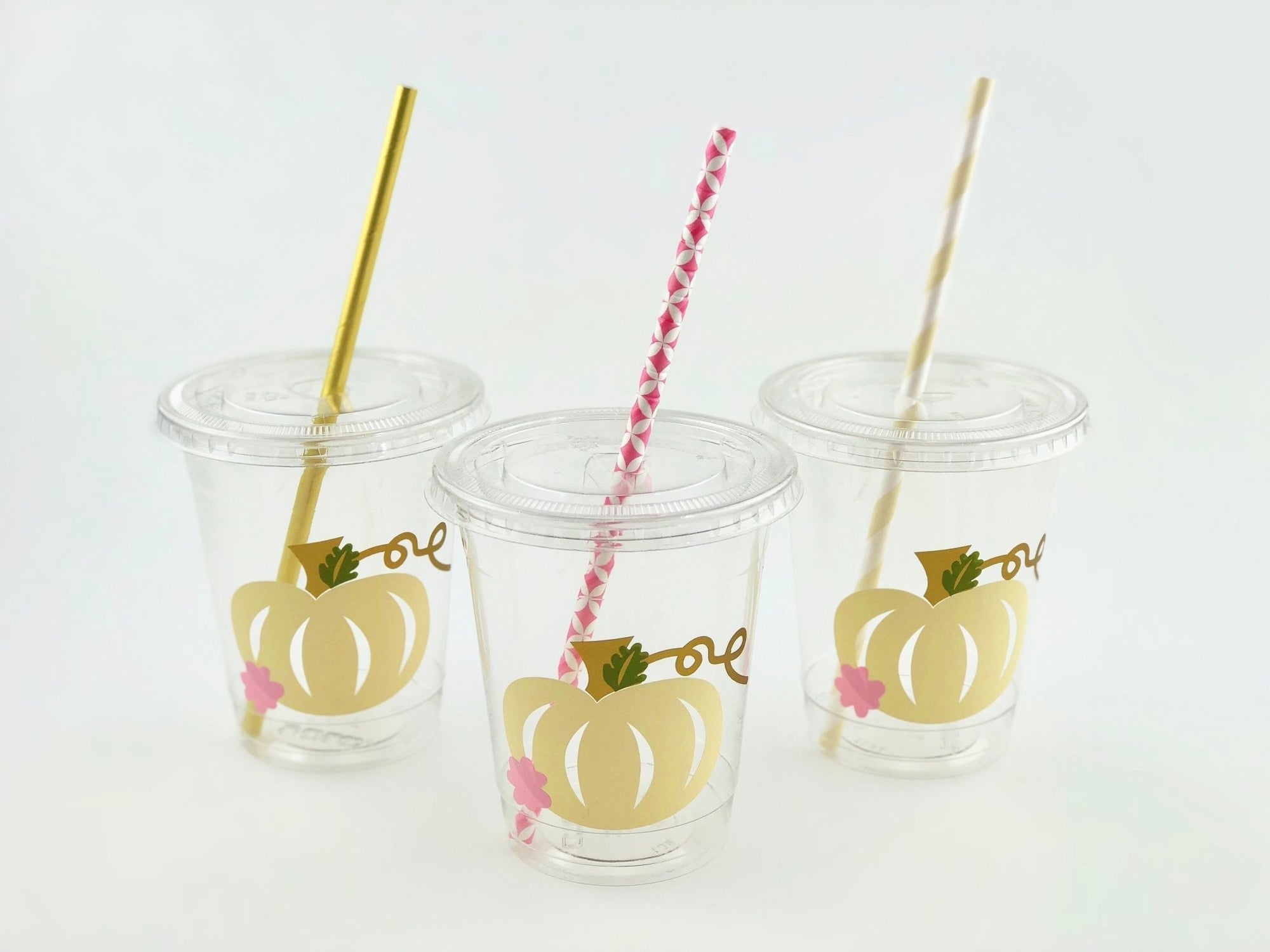 Lidded Clear Pumpkin Party Cup Set - Stesha Party