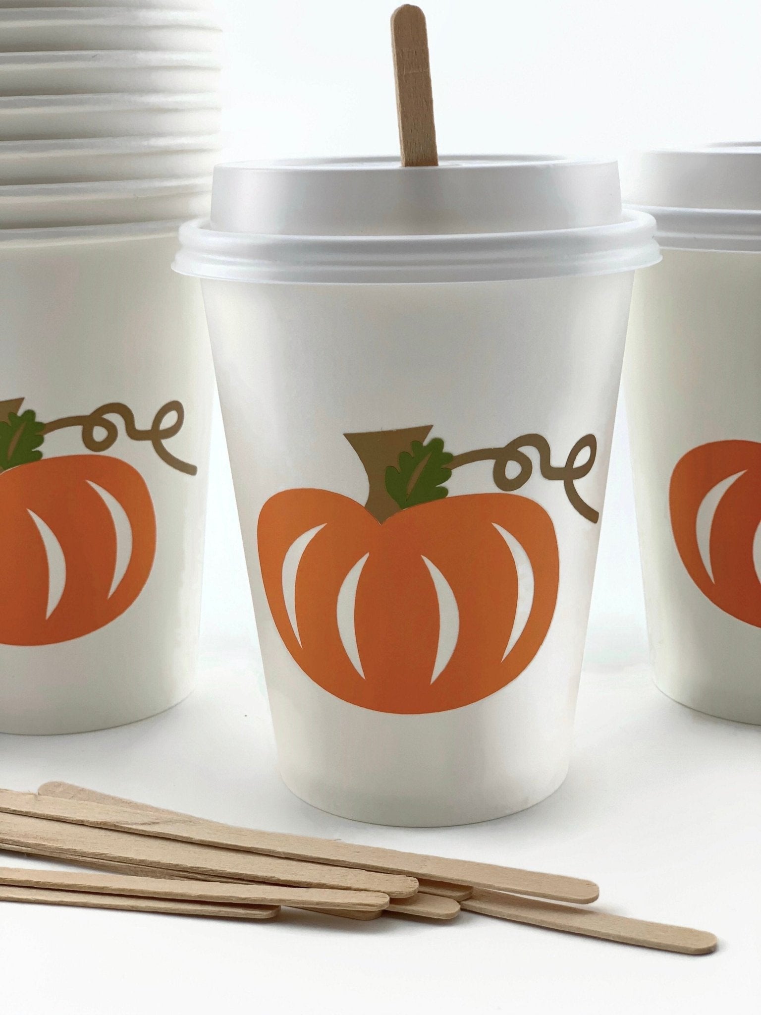 Lidded Pumpkin Party Coffee Cups - Stesha Party