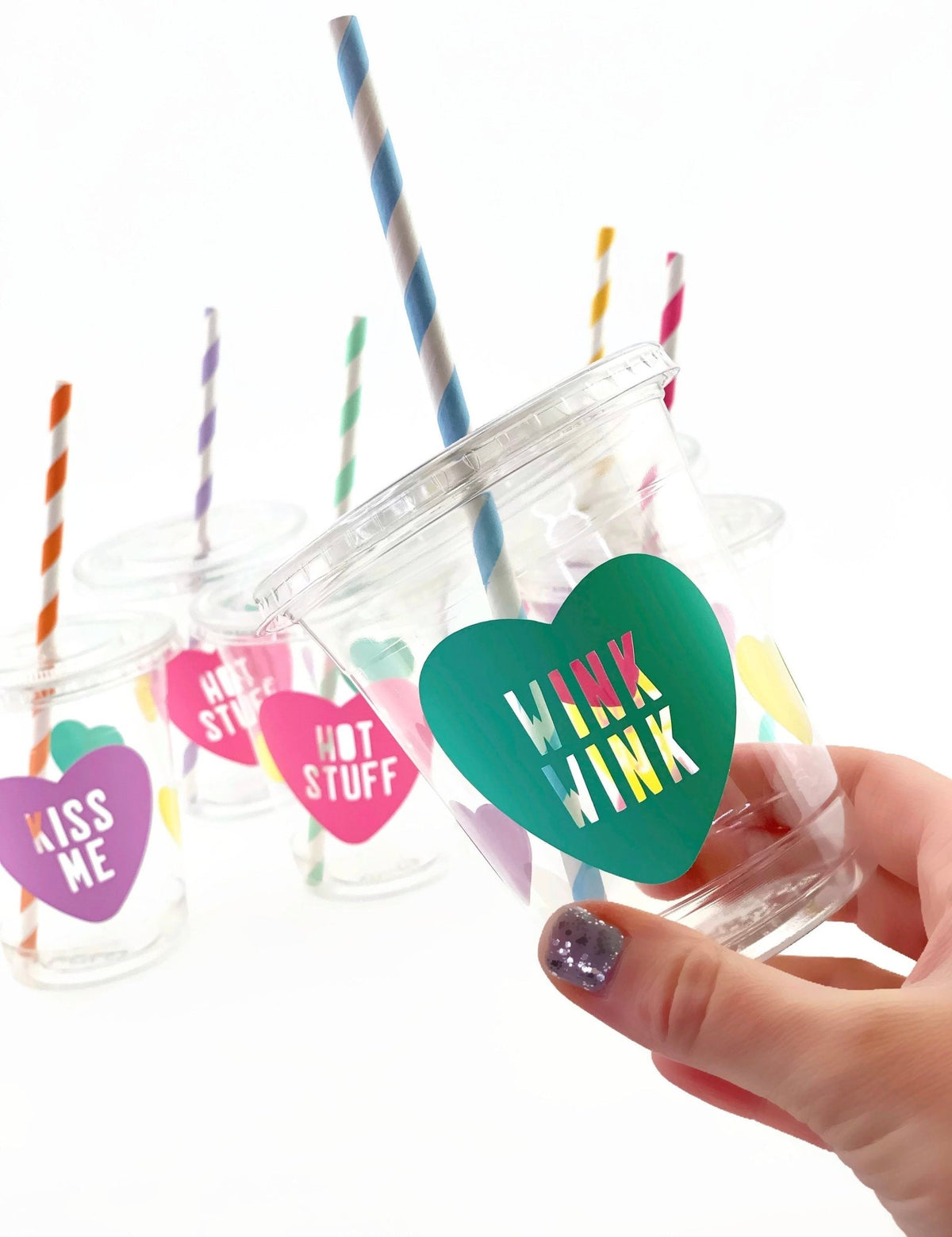 Lidded Valentines Day Party Cups - Stesha Party