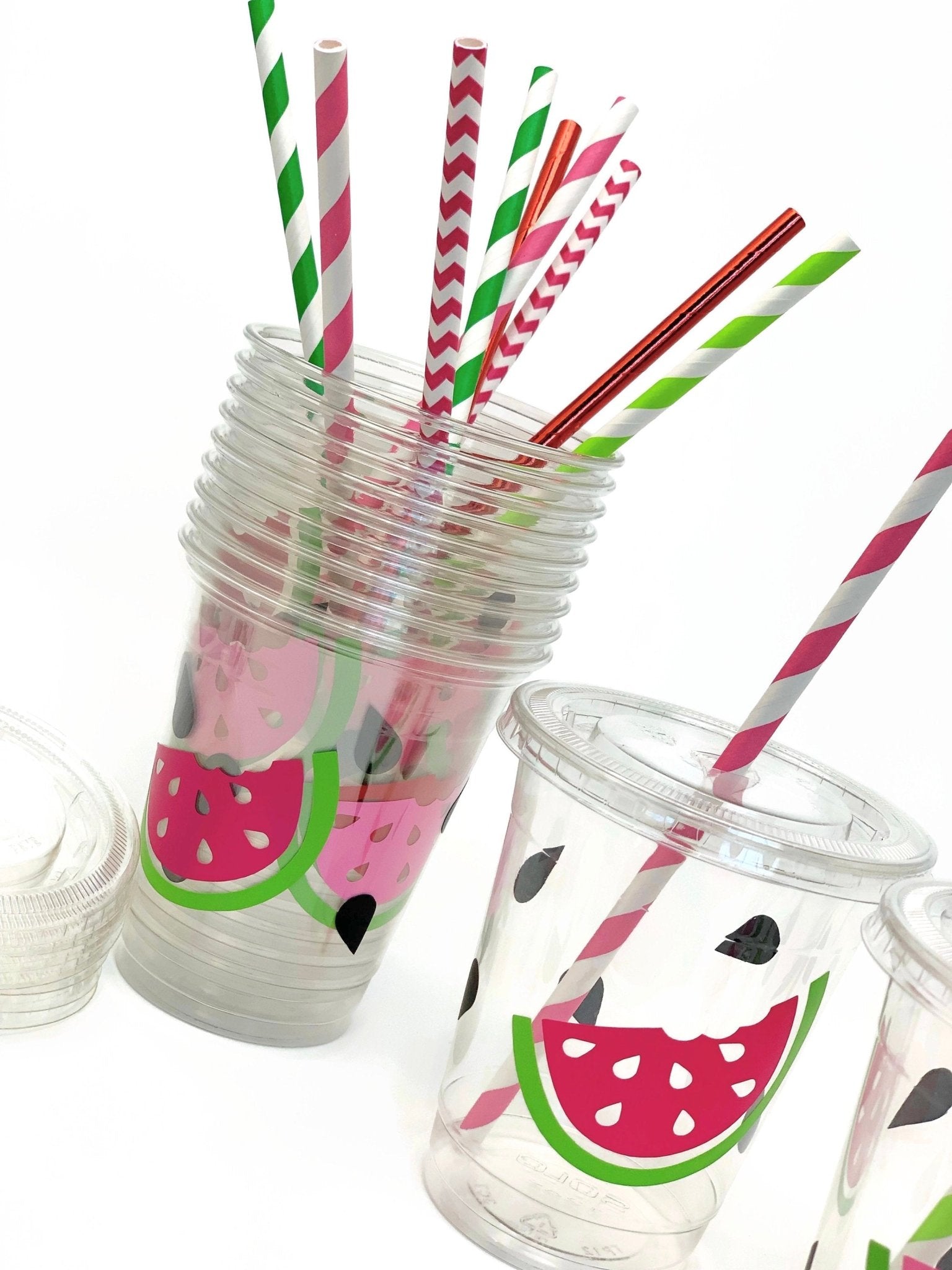 Lidded Watermelon Party Cups - Stesha Party