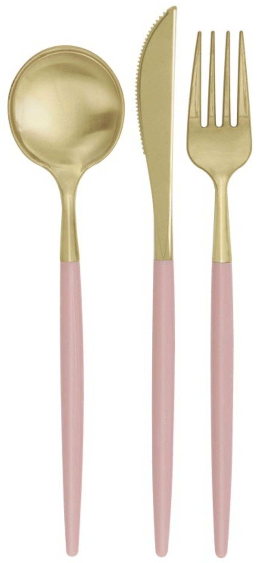 Light Pink & Gold Plastic Cutlery - Stesha Party