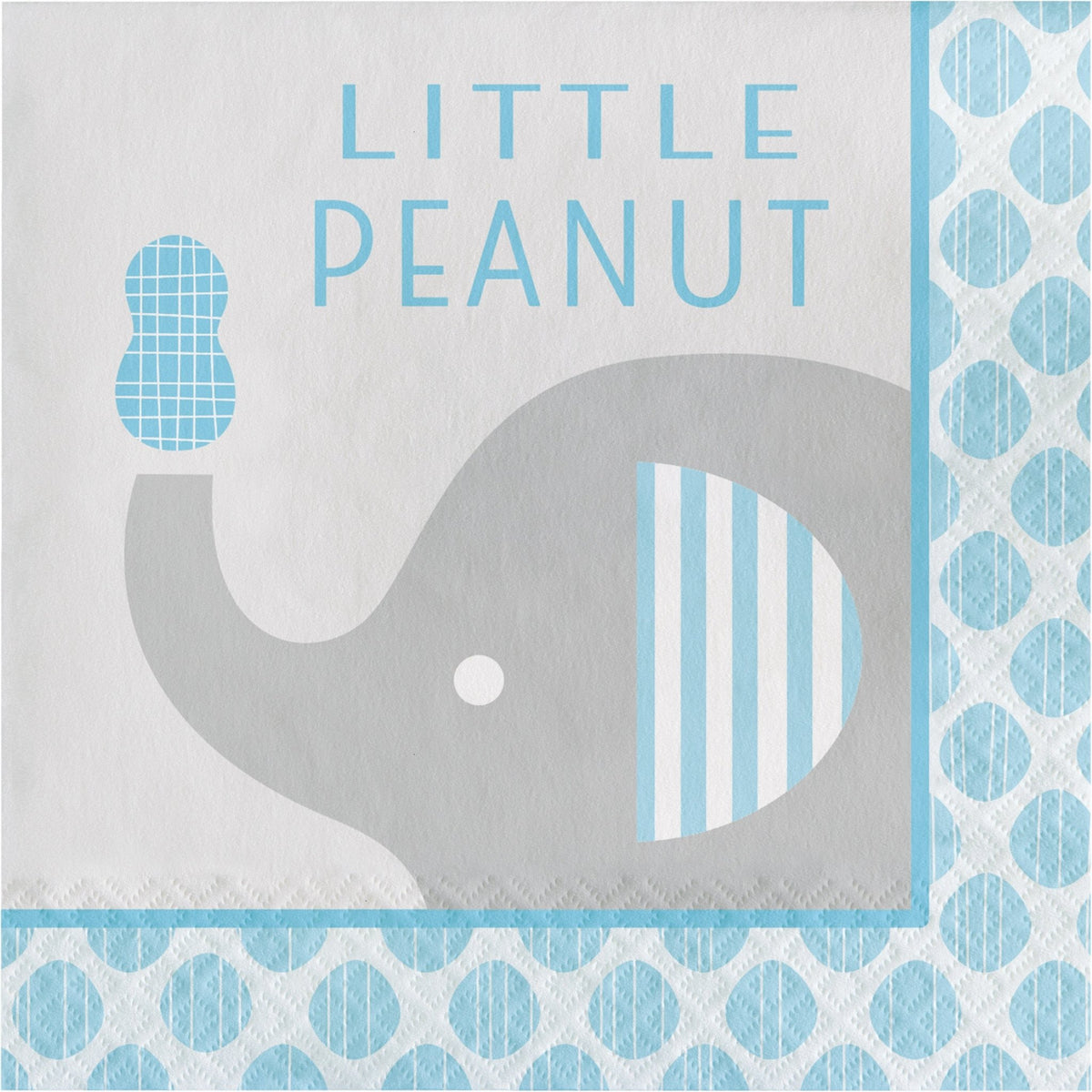 &quot;Little Peanut&quot; Blue Baby Shower Elephant Napkins - Stesha Party