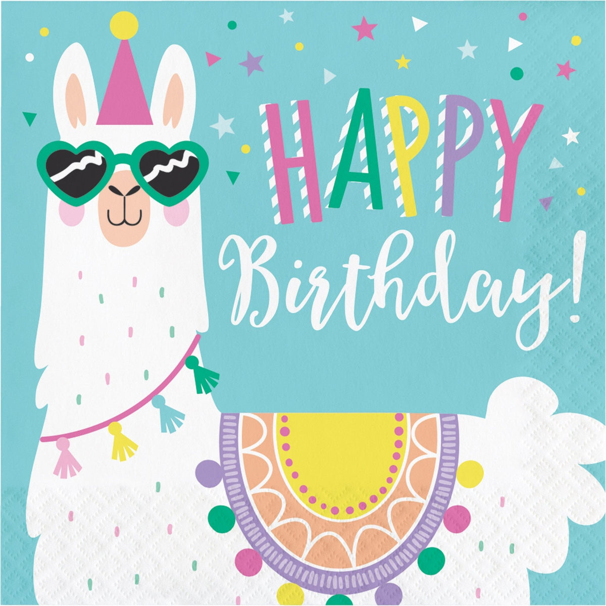 Llama &quot;Happy Birthday&quot; Napkins - Stesha Party