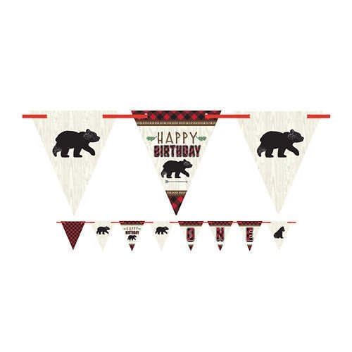 Lumberjack Birthday Banner &quot;Happy Birthday&quot; - Stesha Party