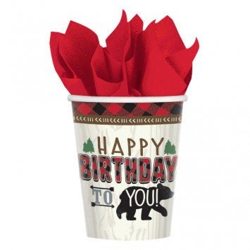 Lumberjack Birthday Cups &quot;Happy Birthday to You&quot; - Stesha Party