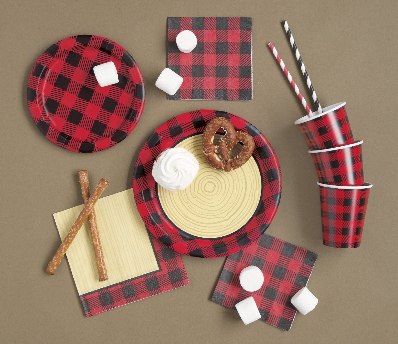 Lumberjack Buffalo Plaid Party Plates - Stesha Party