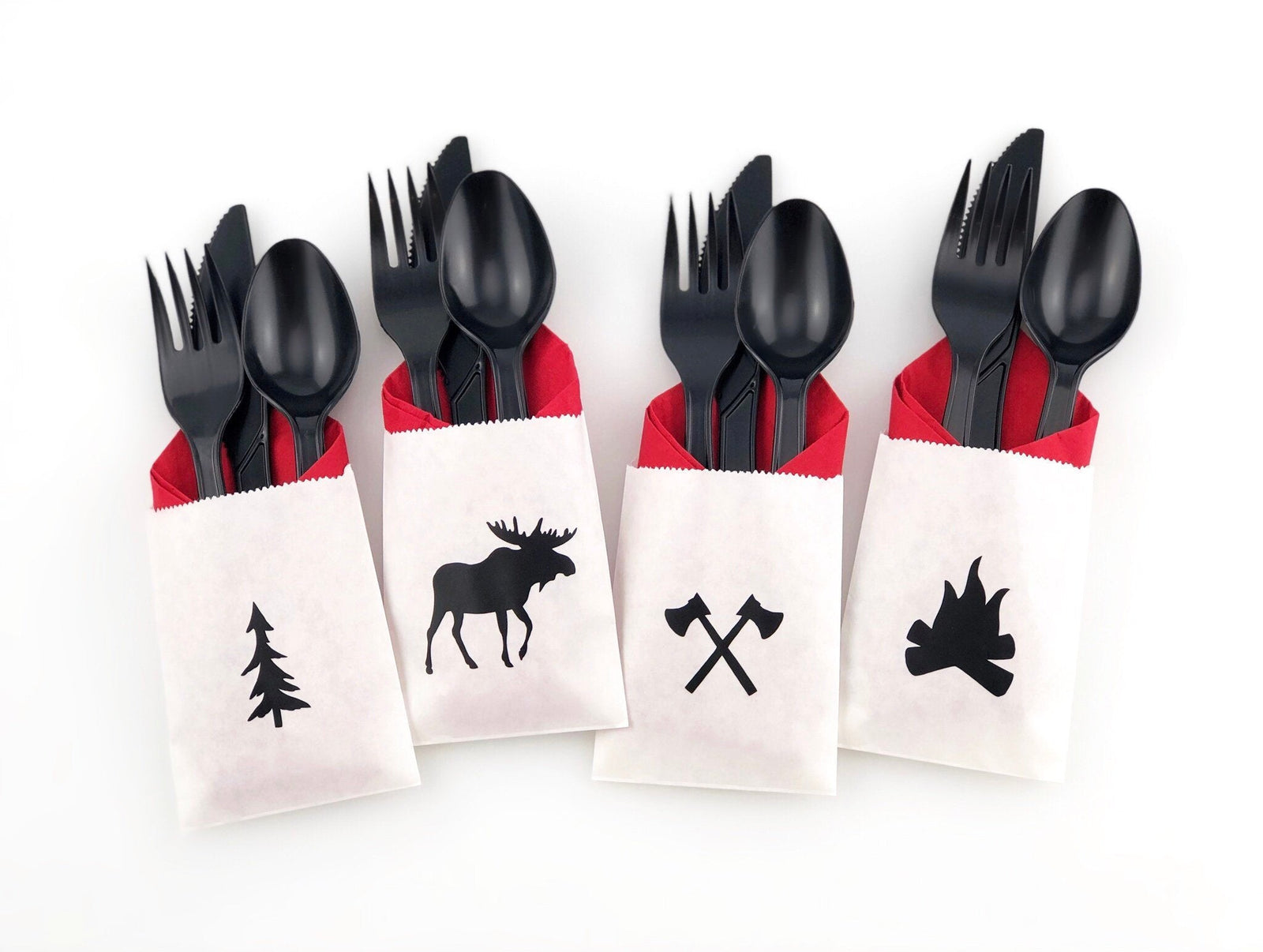 Lumberjack Themed Party Cutlery Bag Set - Stesha Party