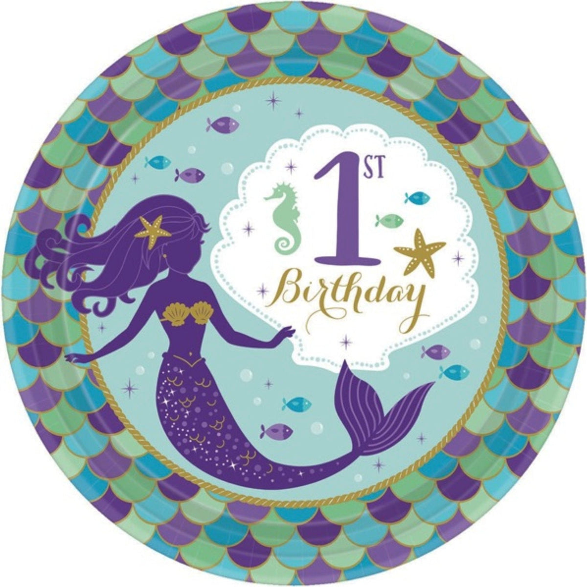 Mermaid &quot;1st Birthday&quot; Plates - Stesha Party