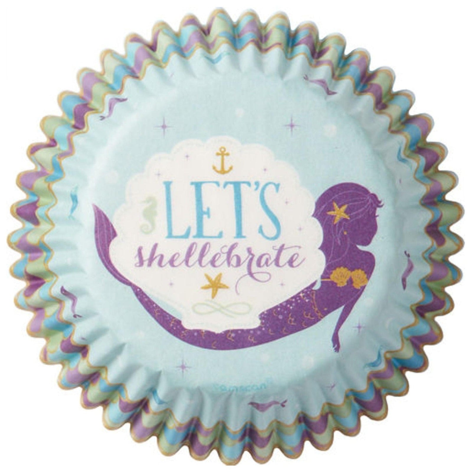 Mermaid Cupcake Liners "Let's Shellebrate" - Stesha Party