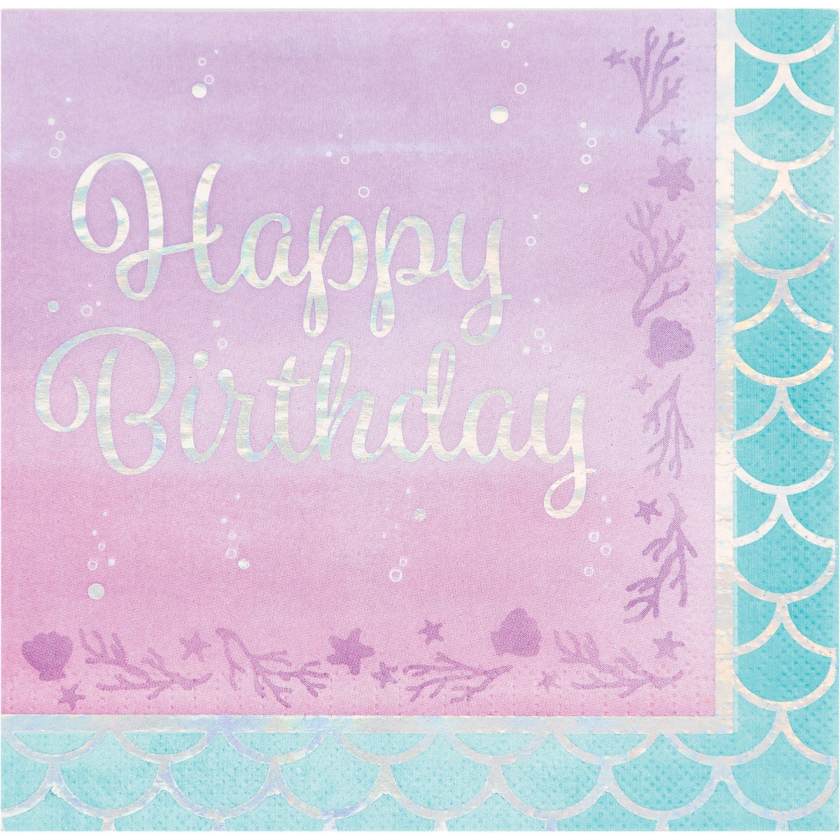 Mermaid &quot;Happy Birthday&quot; Napkins - Stesha Party