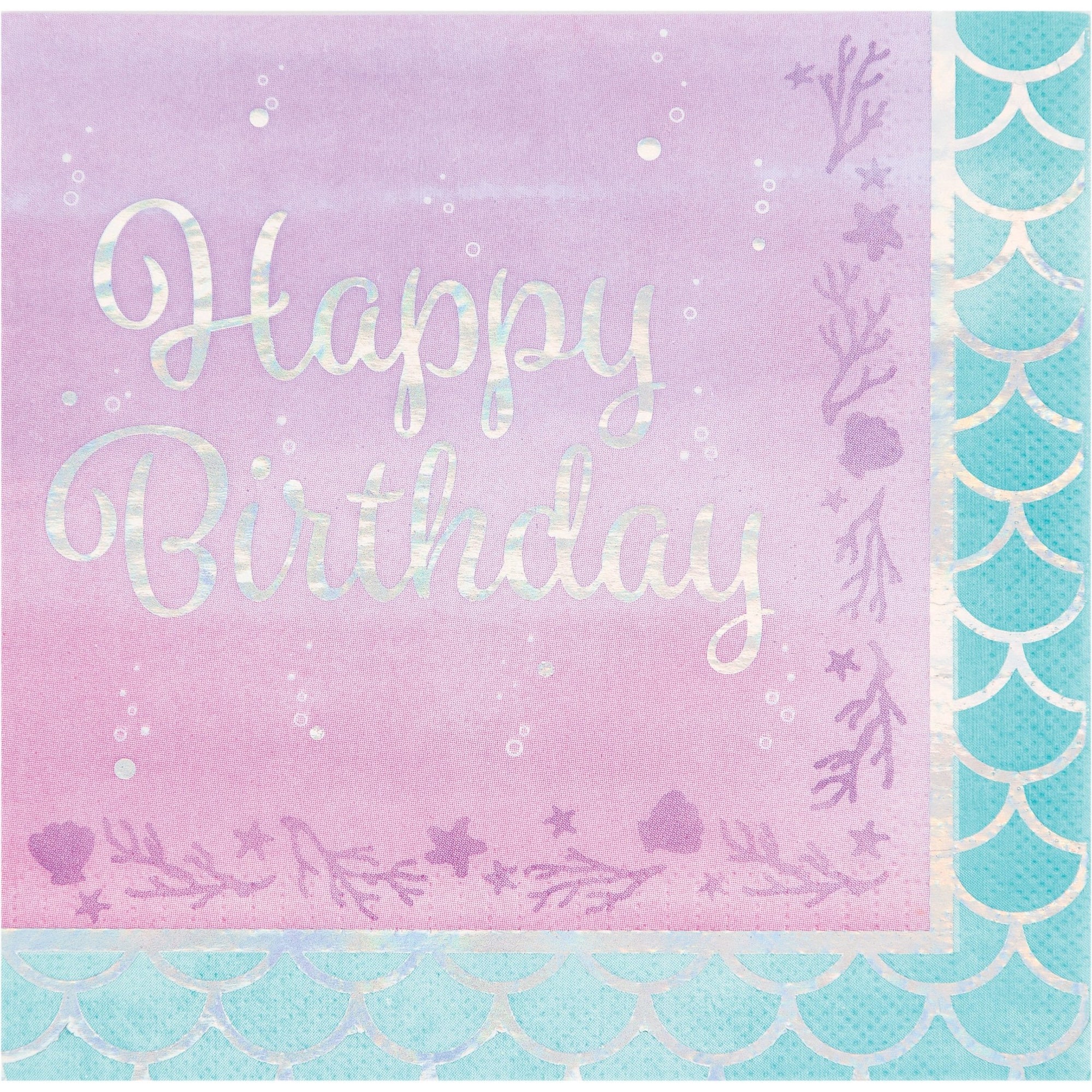 Mermaid "Happy Birthday" Napkins - Stesha Party