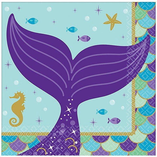 Mermaid Tail Party Beverage Napkins - Stesha Party