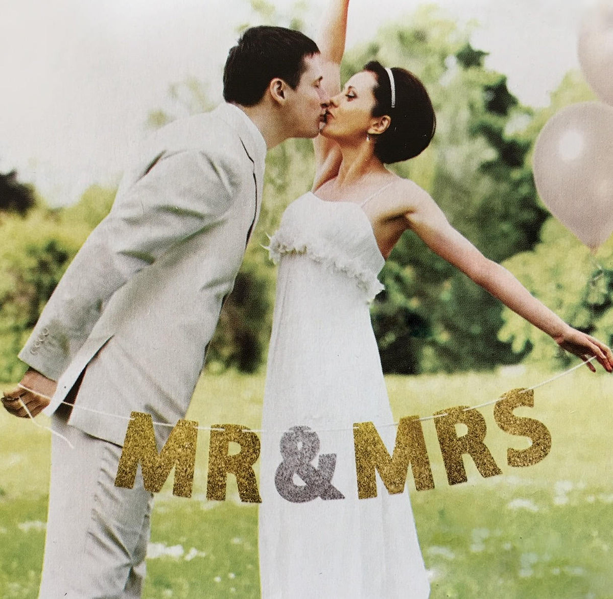 &quot;Mr and Mrs&quot; Glitter Wedding Banner - Stesha Party